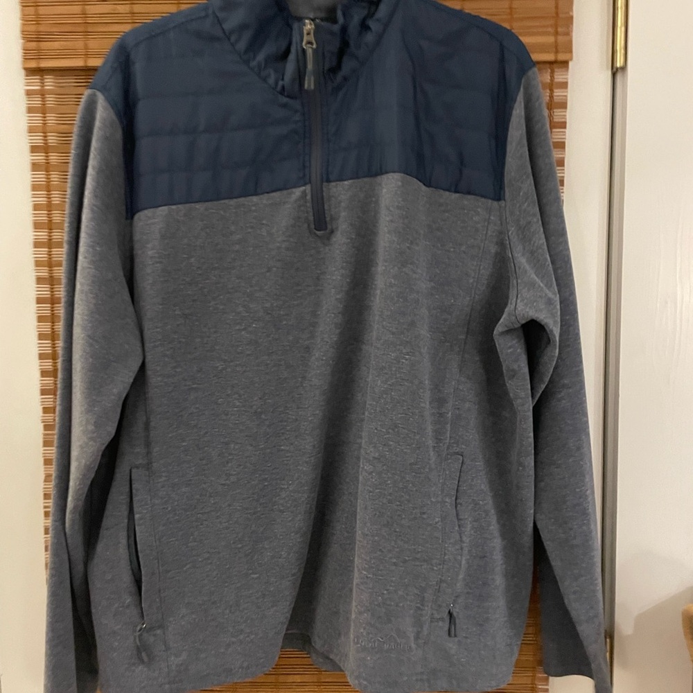 Eddie Bauer Blue and Gray Color-Blocked Sweatshirt